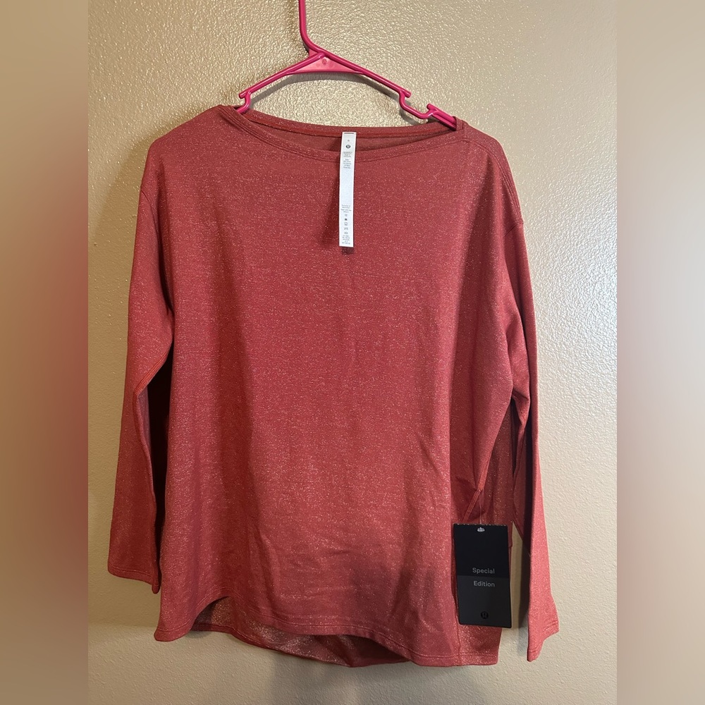 Brand new, Lululemon size 6, longsleeve, red sparkle